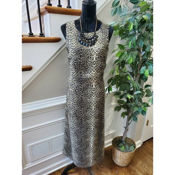 Virgo Women's Leopard Print Polyester Round Neck Sleeveless Long Maxi Dress 10 - Picture 10 of 10